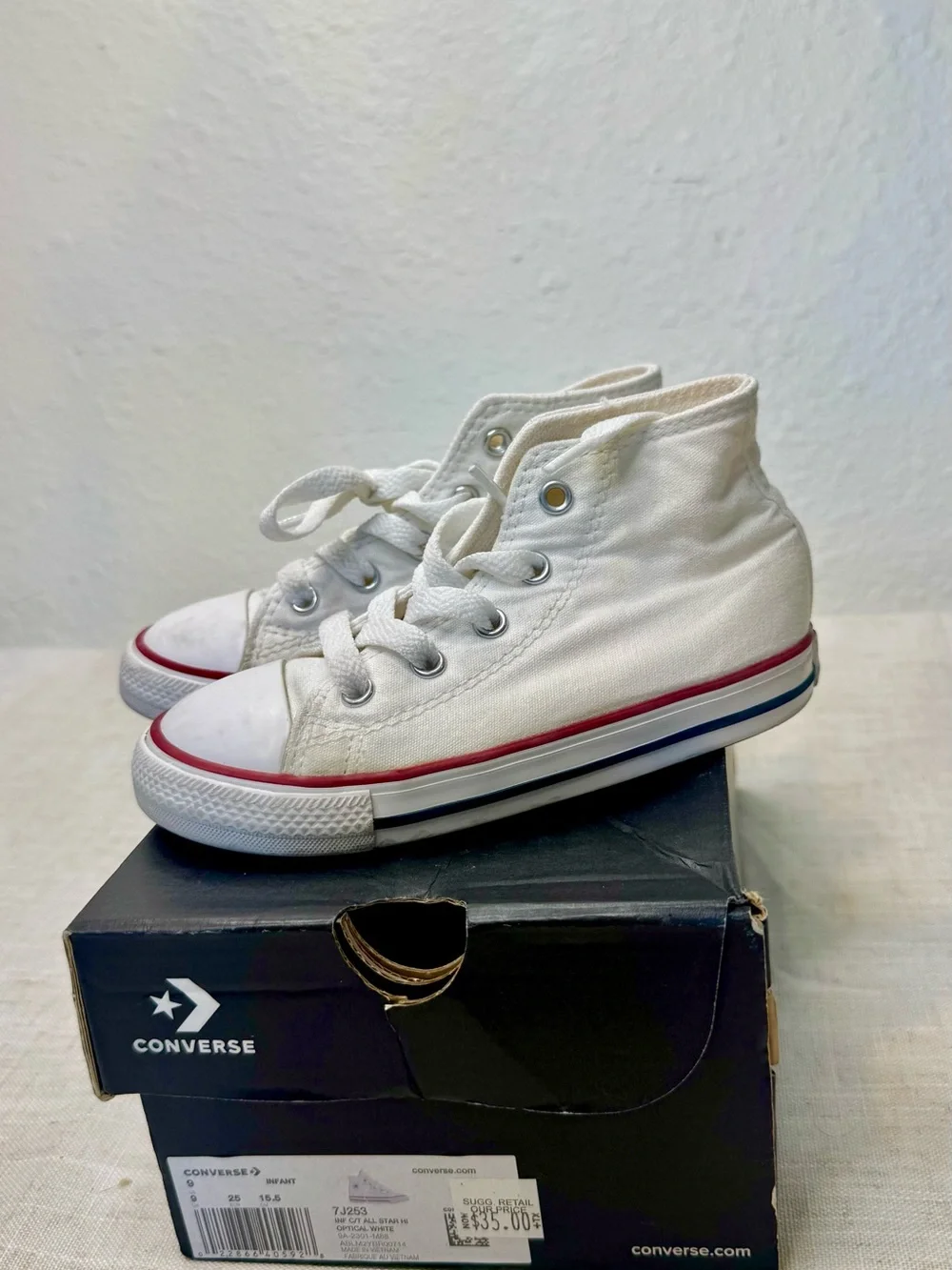 Converse Kids High Top Sneakers in White and Black lot of 2